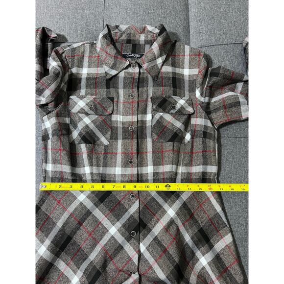 Chadwicks Dress Women Medium* Flannel Brown Gray/Red A Line Cottage Boho - Picture 5 of 13